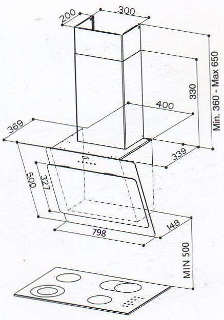 Вытяжка каминная Faber Cocktail BK A80 черный управление: сенсорное (1 мотор)