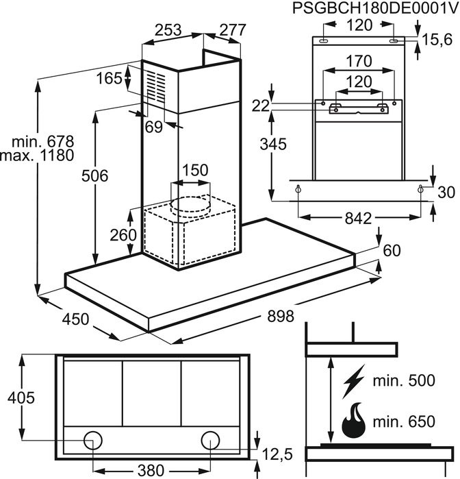 Вытяжка каминная Zanussi ZHB92670XA нержавеющая сталь управление: кнопочное (1 мотор)
