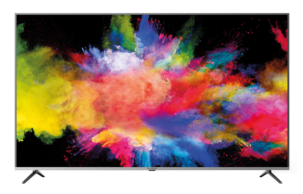 Телевизор LED Hyundai 65" H-LED65EU7003 стальной/Ultra HD/60Hz/DVB-T2/DVB-C/DVB-S2/USB/WiFi/Smart TV (RUS)