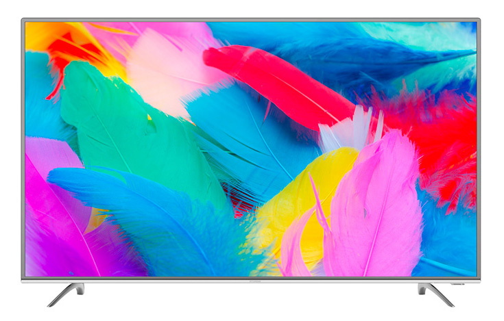 Телевизор LED Hyundai 43" H-LED43EU7001 стальной/Ultra HD/60Hz/DVB-T2/DVB-C/DVB-S2/USB/WiFi/Smart TV (RUS)