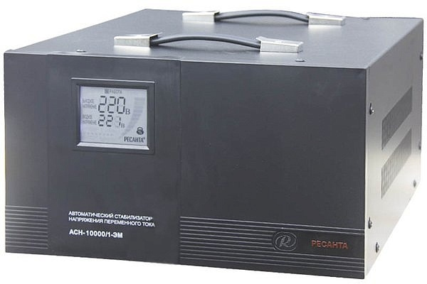 Стабилизатор напряжения Ресанта АСН-10000/1-ЭМ однофазный черный (63/1/8)