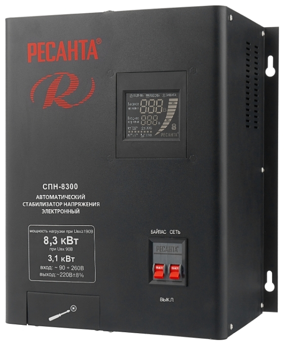 Стабилизатор напряжения Ресанта СПН-8300 электронный однофазный черный