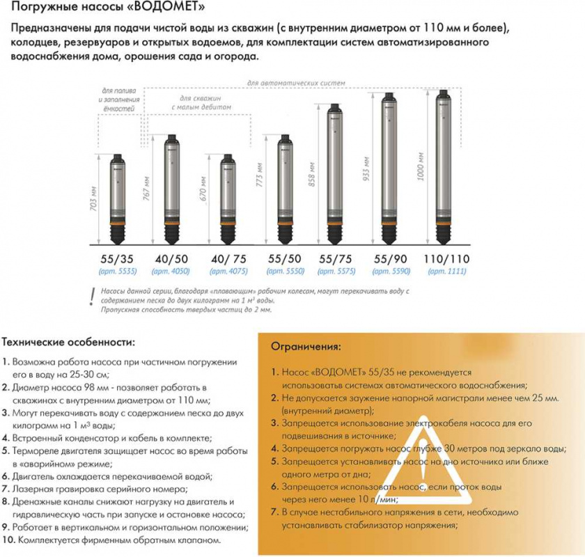 Садовый насос скважинный Джилекс Водомет 40/50 520Вт 2400л/час (в компл.:Фирменный обратный клапан) — фото 9