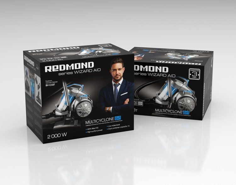 Пылесос Redmond RV-C337 1800Вт серый/голубой