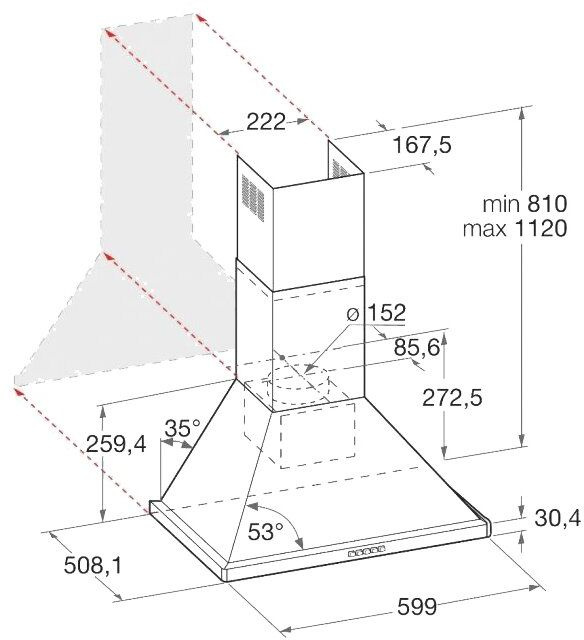 Вытяжка встраиваемая Hotpoint-Ariston HHPN 6.5F LM AN черный управление: кнопочное (1 мотор)