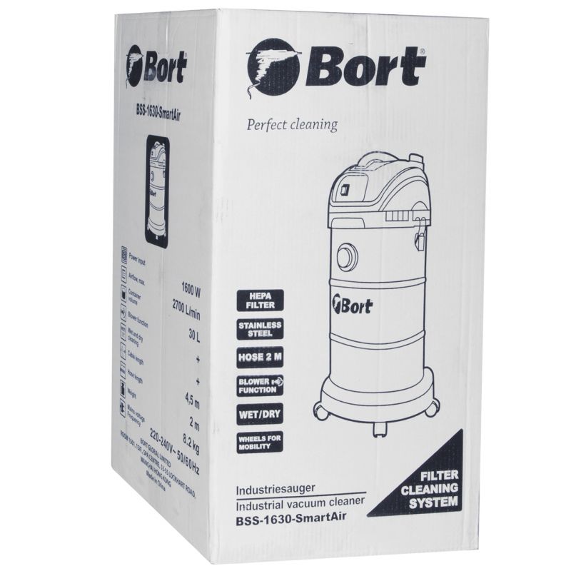 Строительный пылесос Bort BSS-1630-SmartAir 1600Вт (уборка: сухая/влажная) синий — фото 8
