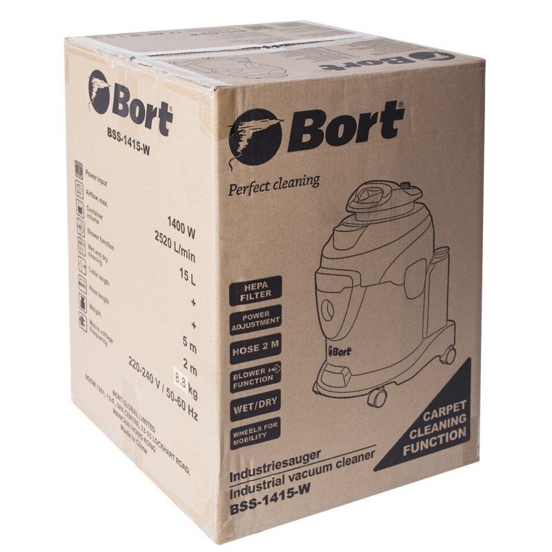 Строительный пылесос Bort BSS-1415-W 1400Вт (уборка: сухая/влажная) синий — фото 4
