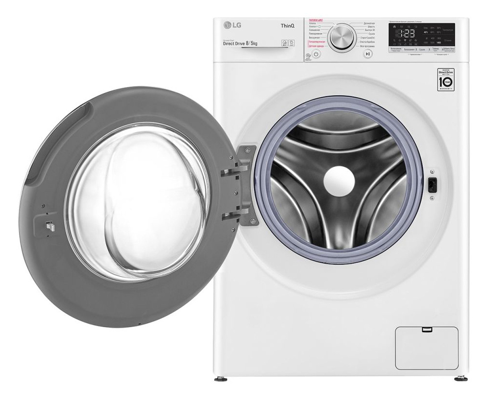 Стиральная машина LG F4V5TG0W класс: A загр.фронтальная макс.:8кг (с сушкой) белый — фото 2