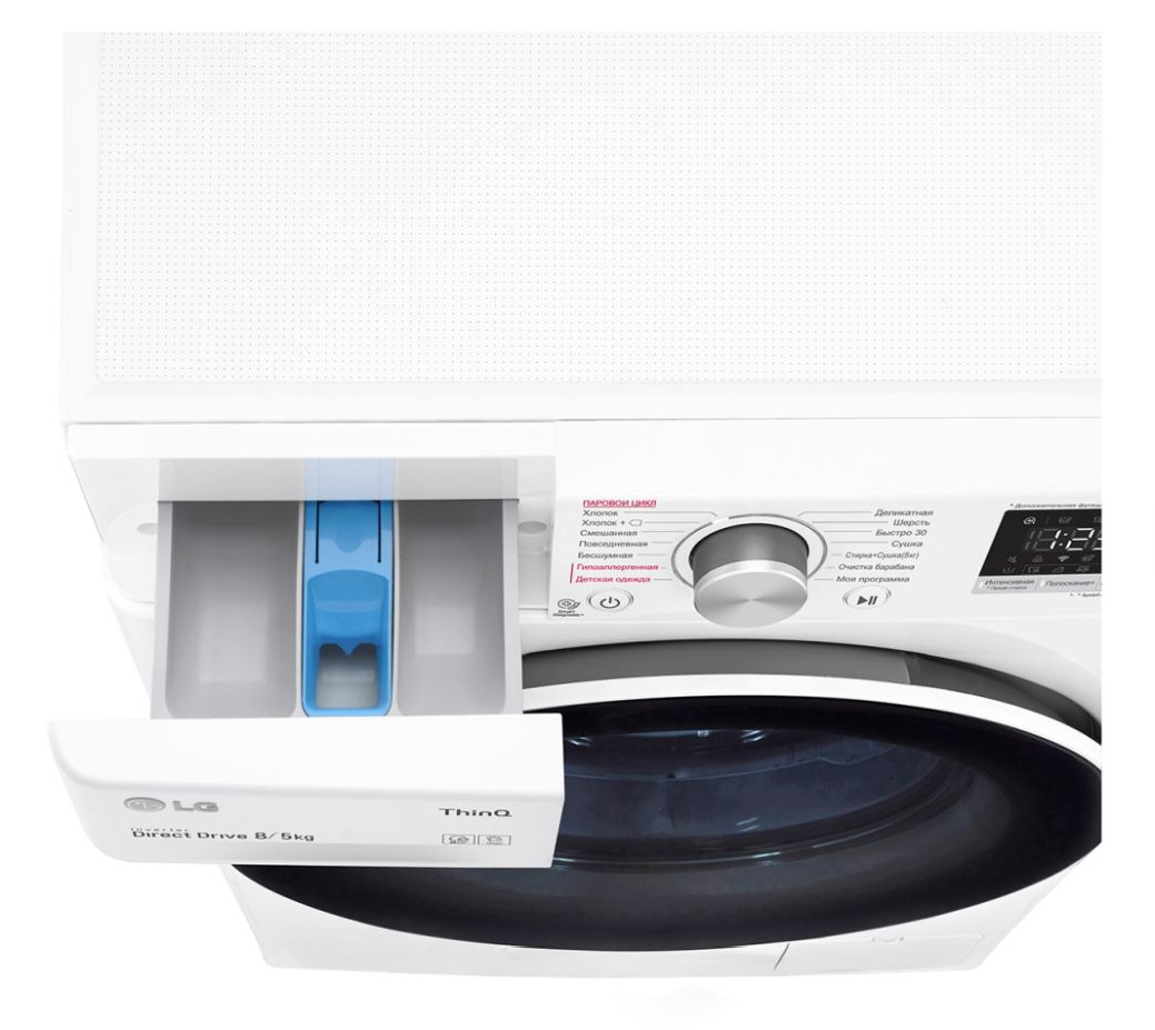 Стиральная машина LG F4V5TG0W класс: A загр.фронтальная макс.:8кг (с сушкой) белый — фото 3