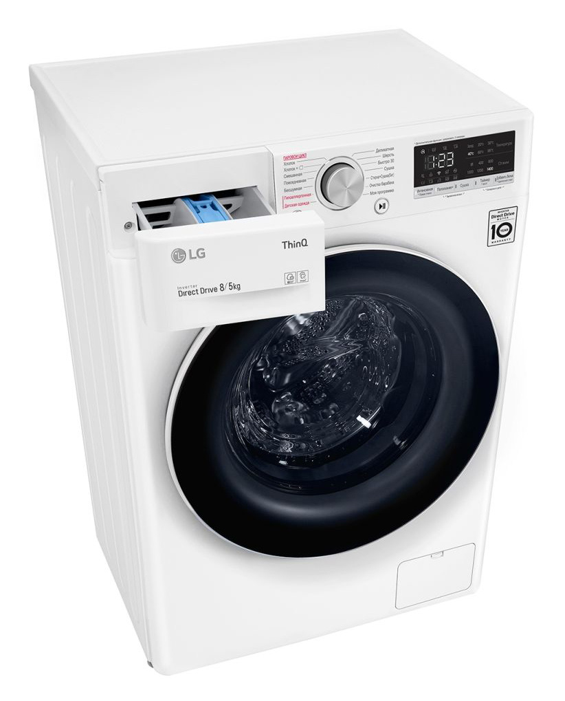 Стиральная машина LG F4V5TG0W класс: A загр.фронтальная макс.:8кг (с сушкой) белый — фото 4