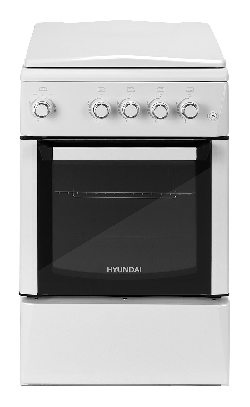 Плита Газовая Hyundai RGG225 белый (металлическая крышка) реш.чугун