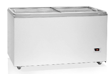 Морозильник  БИРЮСА 455DZQ 420л (ларь, теплоотражающее стекло) белый