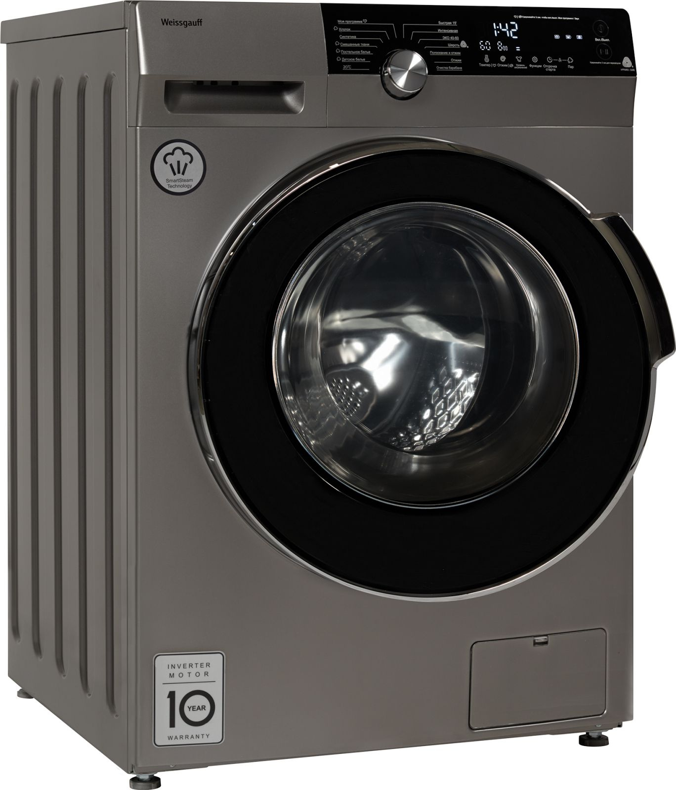 Стиральная машина Weissgauff WM 5649 DC Inverter Steam Silver — фото 2