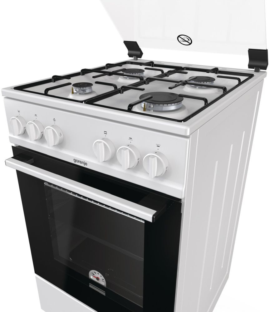 Плита Газовая Gorenje GN5113WJ белый/черный (стеклянная крышка) реш.эмалированная сталь — фото 3