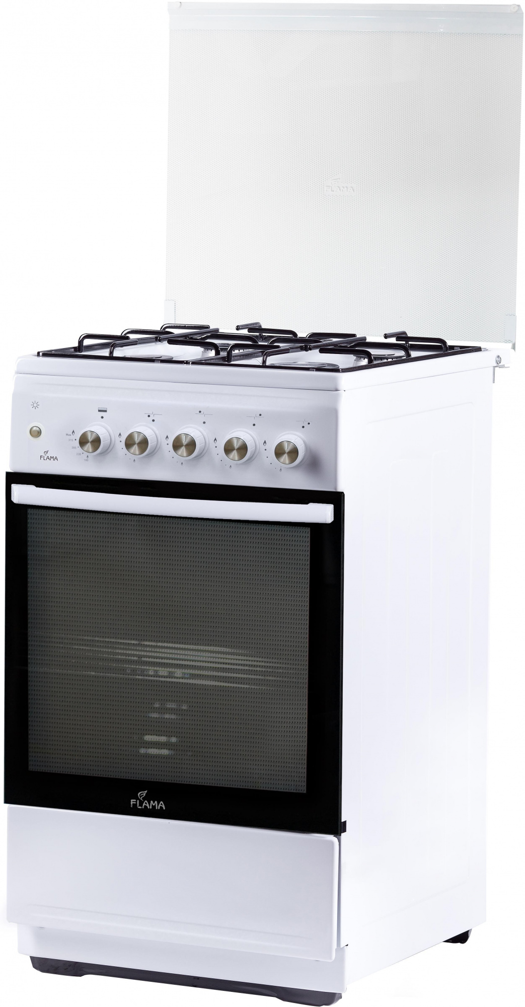 Плита Газовая Flama N FG 24237 W белый (стеклянная крышка) реш.сталь