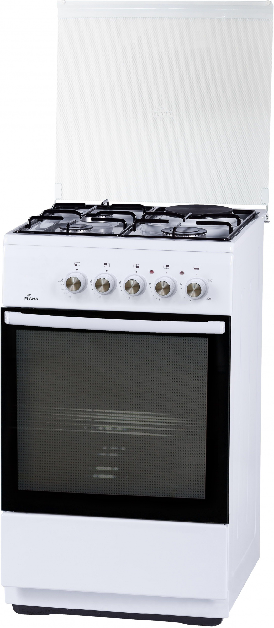 Плита Комбинированная Flama L RK 23-126 W белый (стеклянная крышка) реш.сталь