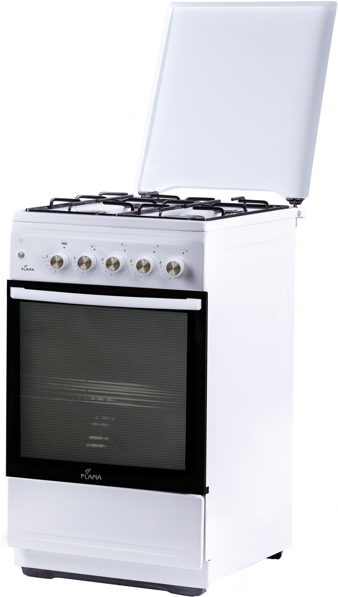 Плита Газовая Flama N FG 24236 W белый (металлическая крышка) реш.сталь