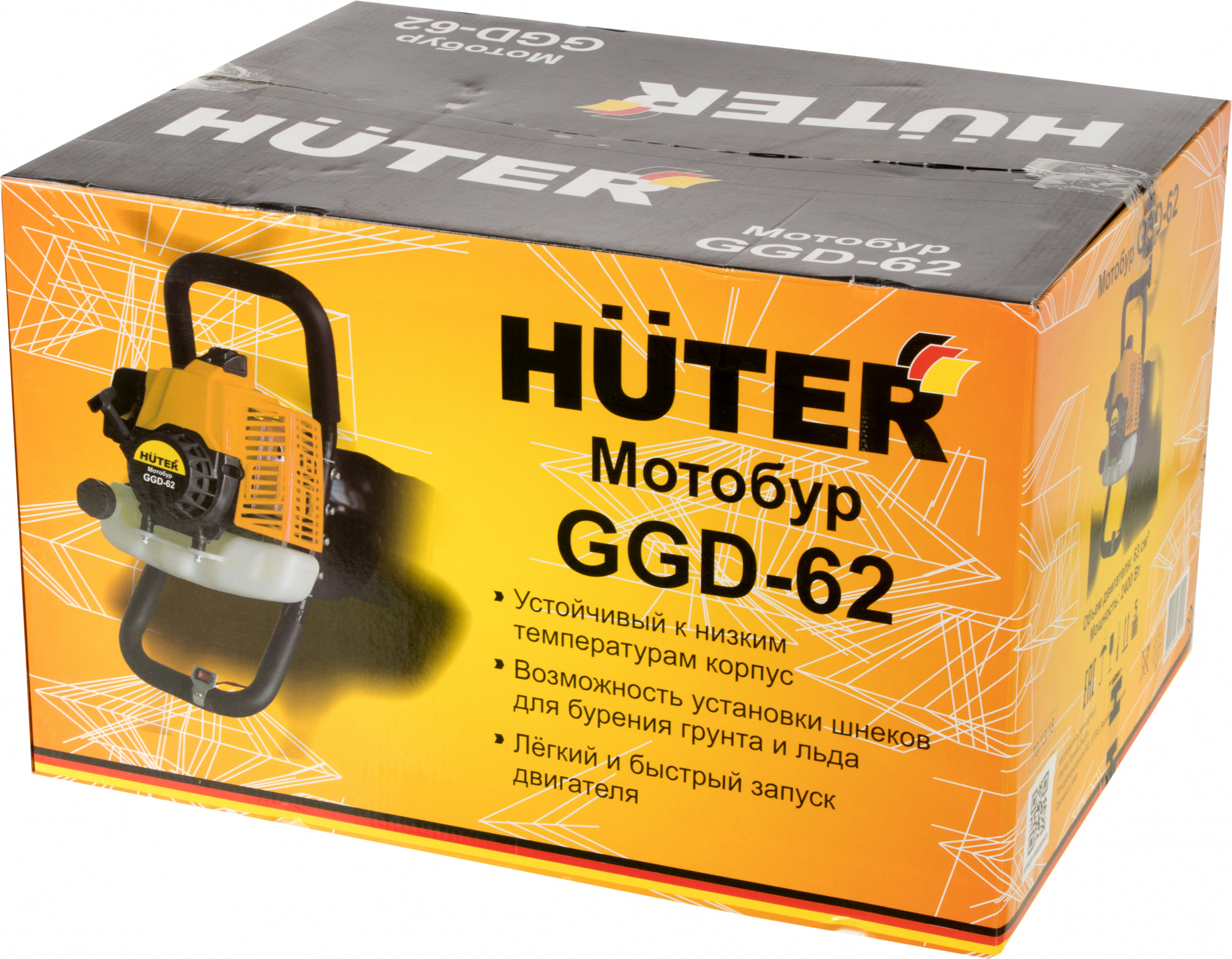 Мотобур Huter GGD-62 профес. 2-х такт. 2400Вт 2л.с. 63см3 9000об/мин (70/13/18)