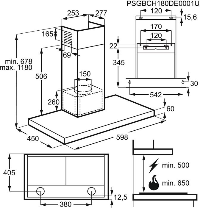 Вытяжка каминная Electrolux LFT416X нержавеющая сталь управление: кнопочное (1 мотор)