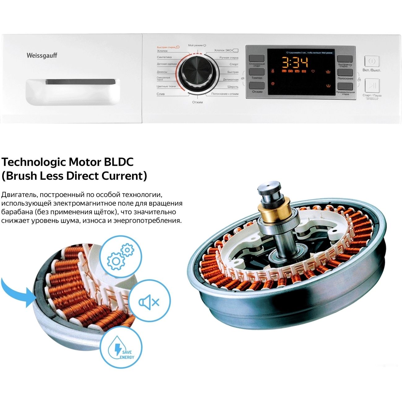 Стиральная машина стандартная Weissgauff WM 5649 DC Inverter