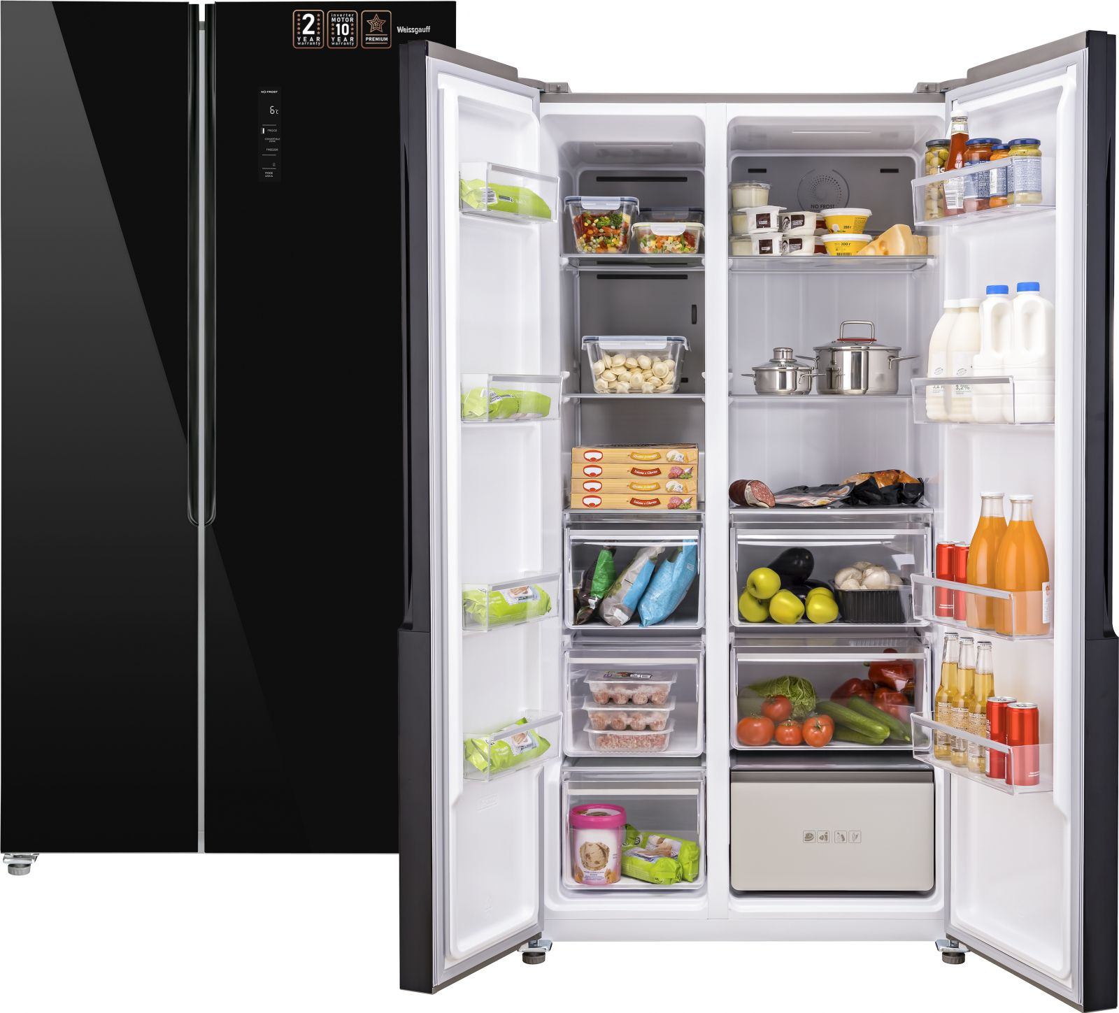 Холодильник Weissgauff WSBS 736 NFBG Inverter Professional черный (двухкамерный) — фото 2