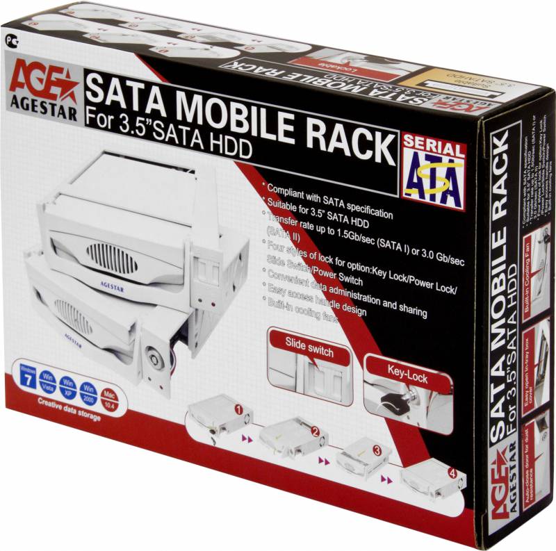 Сменный бокс для HDD AgeStar MR3-SATA(SW)-1F SATA II SATA пластик черный 3.5" — фото 9