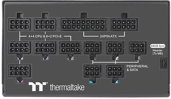 Блок питания Thermaltake ATX 1200W Toughpower PF1 ARGB 80+ platinum 24+2x(4+4) pin APFC 140mm fan color LED 12xSATA Cab Manag RTL — фото 4