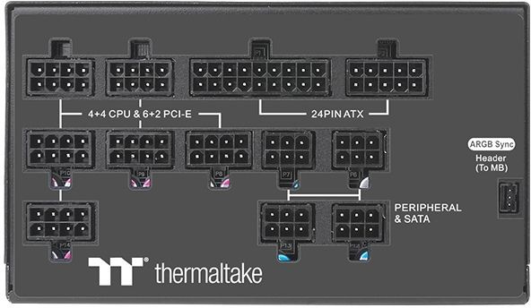 Блок питания Thermaltake ATX 1050W Toughpower PF1 ARGB 80+ platinum 24+2x(4+4) pin APFC 140mm fan color LED 12xSATA Cab Manag RTL — фото 6