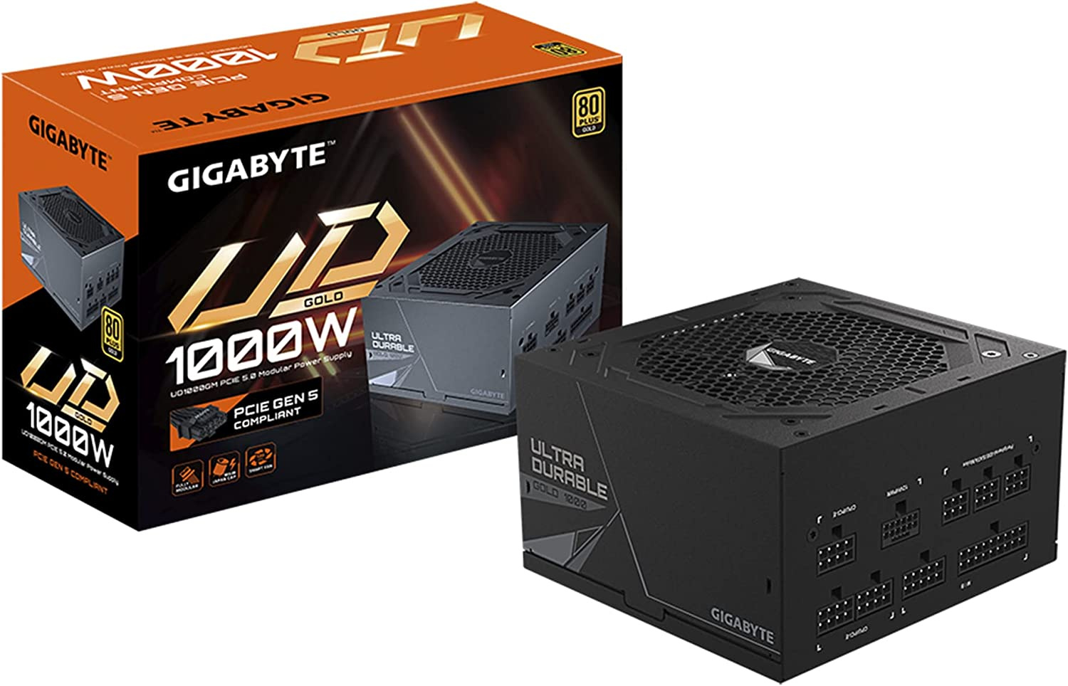 Блок питания Gigabyte ATX 1000W GP-UD1000GM PG5 80+ gold (24+4+4pin) APFC 120mm fan 8xSATA Cab Manag RTL — фото 7