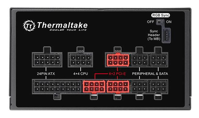 Блок питания Thermaltake ATX 850W Toughpower Grand RGB Sync 80+ gold 24+2x(4+4) pin APFC 140mm fan color LED 12xSATA Cab Manag RTL