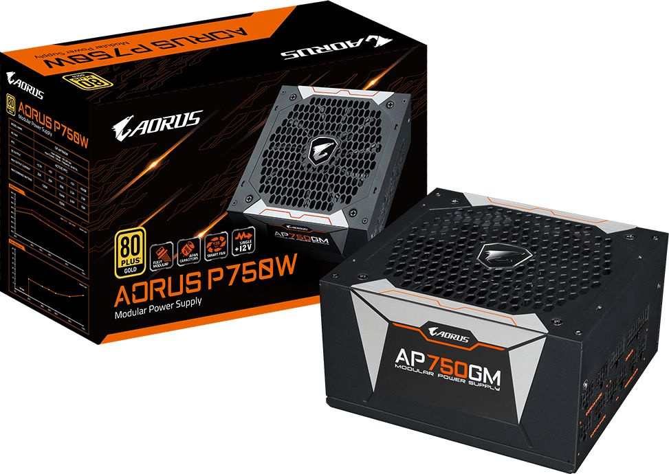 Блок питания Gigabyte ATX 750W AORUS GP-AP750GM 80+ gold 24+2x(4+4) pin APFC 135mm fan 6xSATA Cab Manag RTL — фото 8