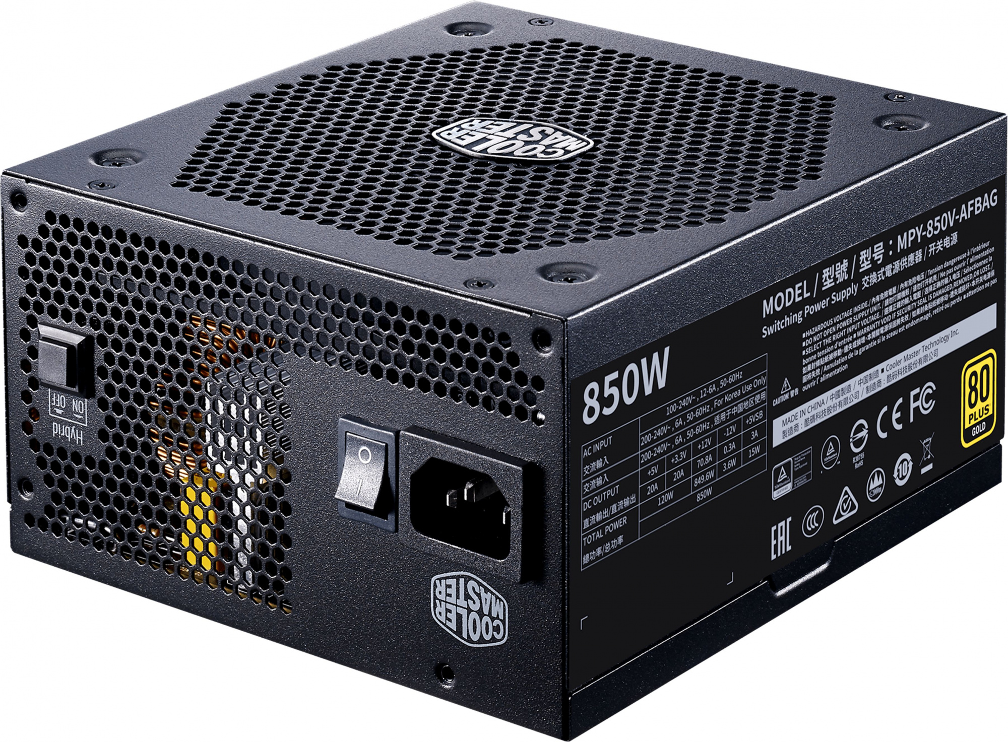 Блок питания Cooler Master ATX 850W V Gold V2 80+ gold (24+8+4+4pin) APFC 135mm fan 12xSATA Cab Manag RTL — фото 2