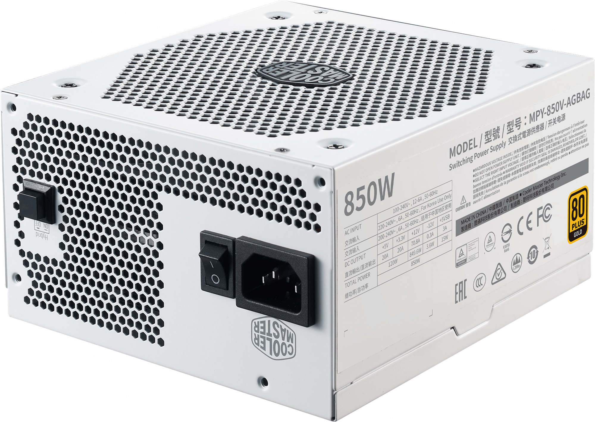 Блок питания Cooler Master ATX 850W V Gold V2 White Case 80+ gold (24+8+4+4pin) APFC 135mm fan 12xSATA Cab Manag RTL — фото 2