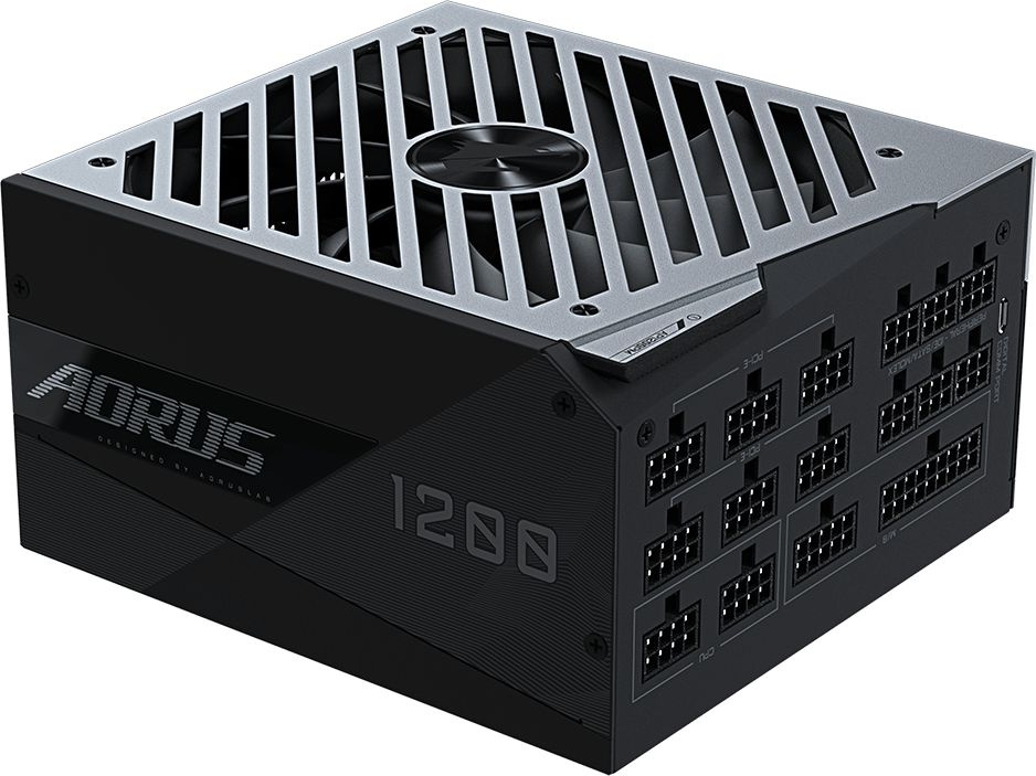 Блок питания Gigabyte ATX 1200W GP-AP1200PM 80+ platinum 24+2x(4+4) pin APFC 140mm fan 16xSATA Cab Manag RTL — фото 2