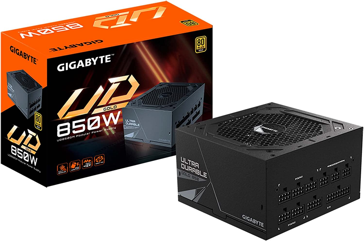 Блок питания Gigabyte ATX 850W GP-UD850GM 80+ gold 24+2x(4+4) pin APFC 120mm fan 8xSATA Cab Manag RTL — фото 7