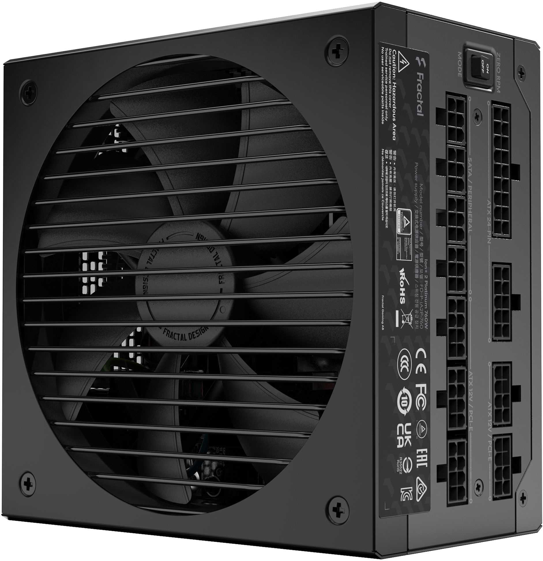 Блок питания Fractal Design ATX 750W ION+2 760 80+ platinum (24+4+4pin) APFC 140mm fan 10xSATA Cab Manag RTL — фото 3