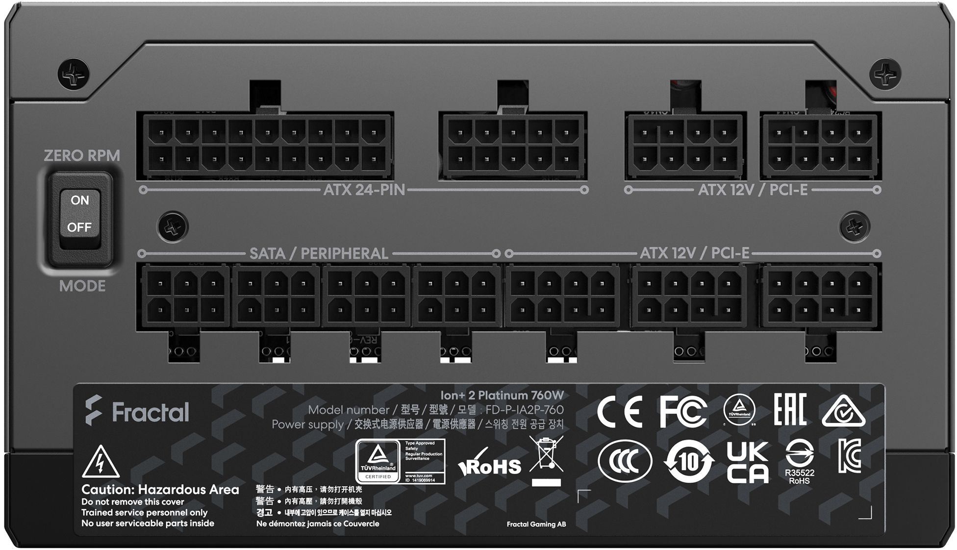 Блок питания Fractal Design ATX 750W ION+2 760 80+ platinum (24+4+4pin) APFC 140mm fan 10xSATA Cab Manag RTL — фото 7