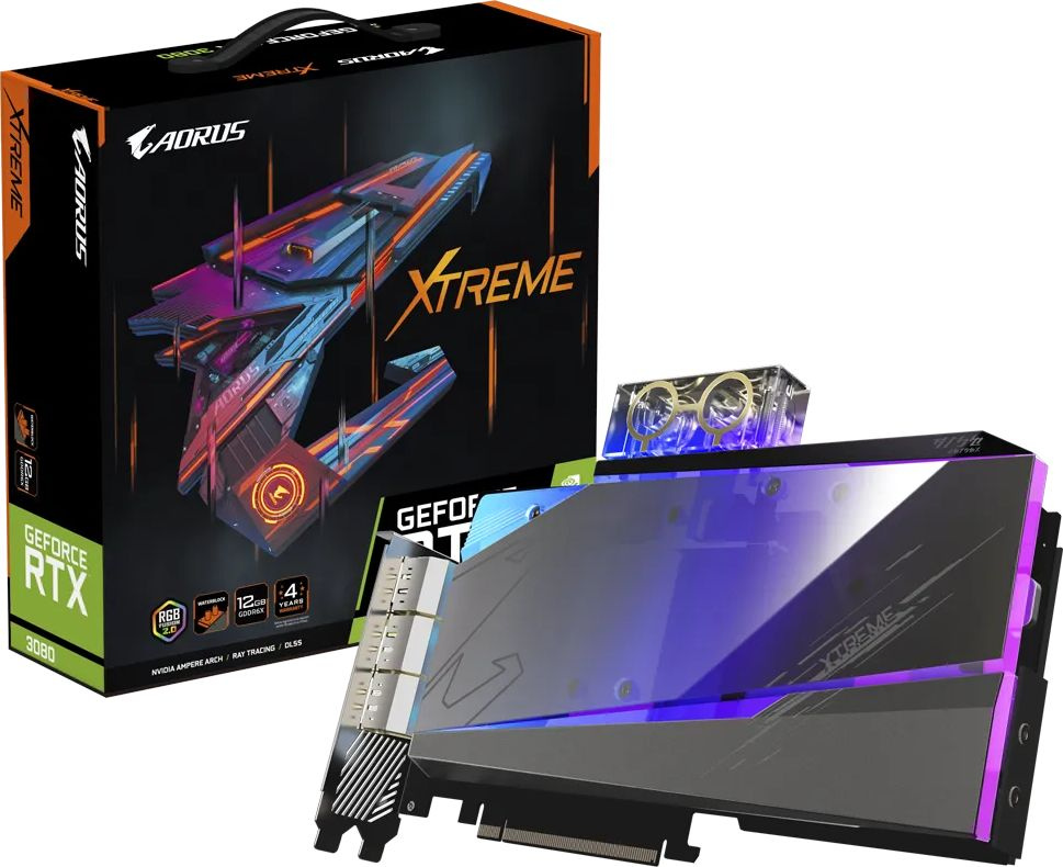 Видеокарта Gigabyte PCI-E 4.0 GV-N3080AORUSX WB-12GD NVIDIA GeForce RTX 3080 12288Mb 384 GDDR6X 1830/19000 HDMIx3 DPx3 HDCP Ret — фото 8
