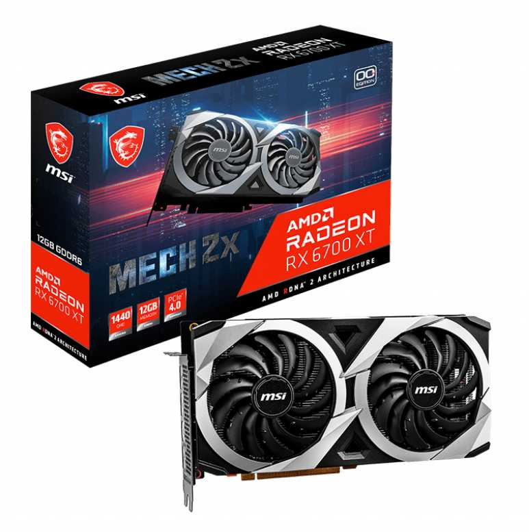 Видеокарта MSI PCI-E 4.0 RX 6700 XT MECH 2X 12G OC AMD Radeon RX 6700XT 12288Mb 192 GDDR6 2474/16000 HDMIx1 DPx3 HDCP Ret — фото 5