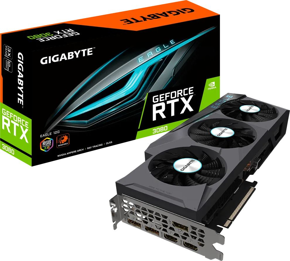 Видеокарта Gigabyte PCI-E 4.0 GV-N3080EAGLE-12GD LHR NVIDIA GeForce RTX 3080 12288Mb 384 GDDR6X 1710/19000 HDMIx2 DPx3 HDCP Ret — фото 6