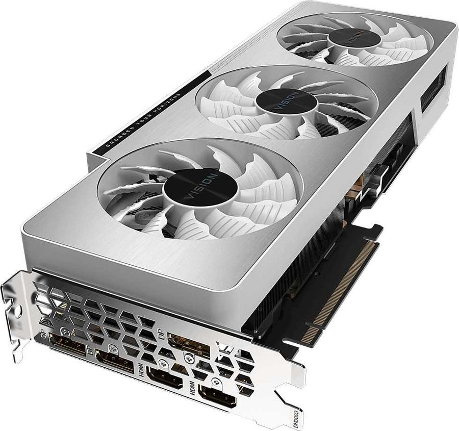 Видеокарта Gigabyte PCI-E 4.0 GV-N3080VISION OC-10GD 2.0 LHR NVIDIA GeForce RTX 3080 10240Mb 320 GDDR6X 1800/19000 HDMIx2 DPx3 HDCP Ret — фото 3