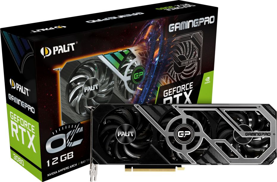 Видеокарта Palit PCI-E 4.0 PA-RTX3080 GAMINGPRO OC 12G V1 LHR NVIDIA GeForce RTX 3080 12288Mb 384 GDDR6X 1260/19000 HDMIx1 DPx3 HDCP Ret — фото 3