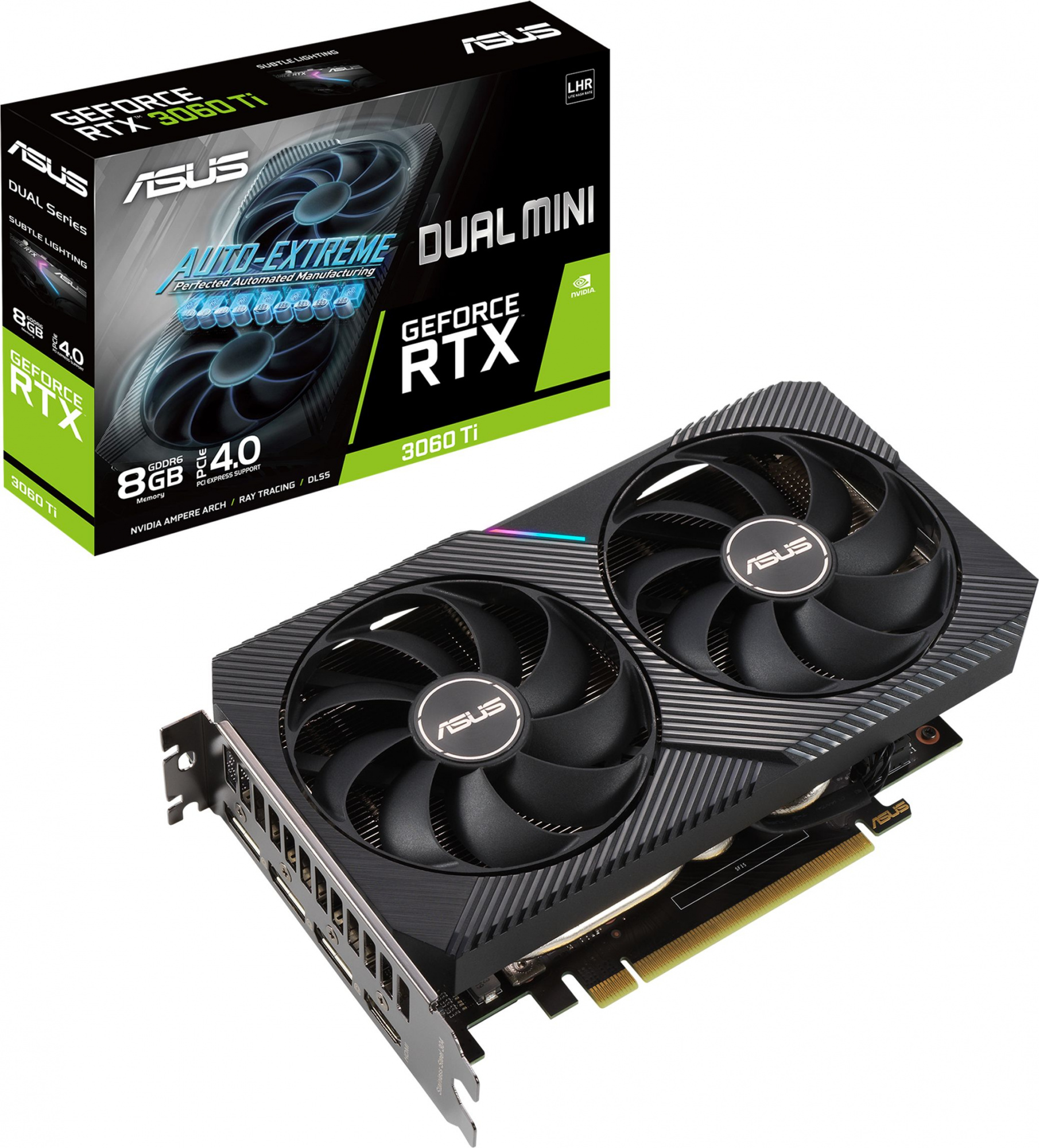 Видеокарта Asus PCI-E 4.0 DUAL-RTX3060TI-8G-MINI-V2 NVIDIA GeForce RTX 3060Ti 8192Mb 256 GDDR6 1665/14000 HDMIx1 DPx3 HDCP Ret — фото 2