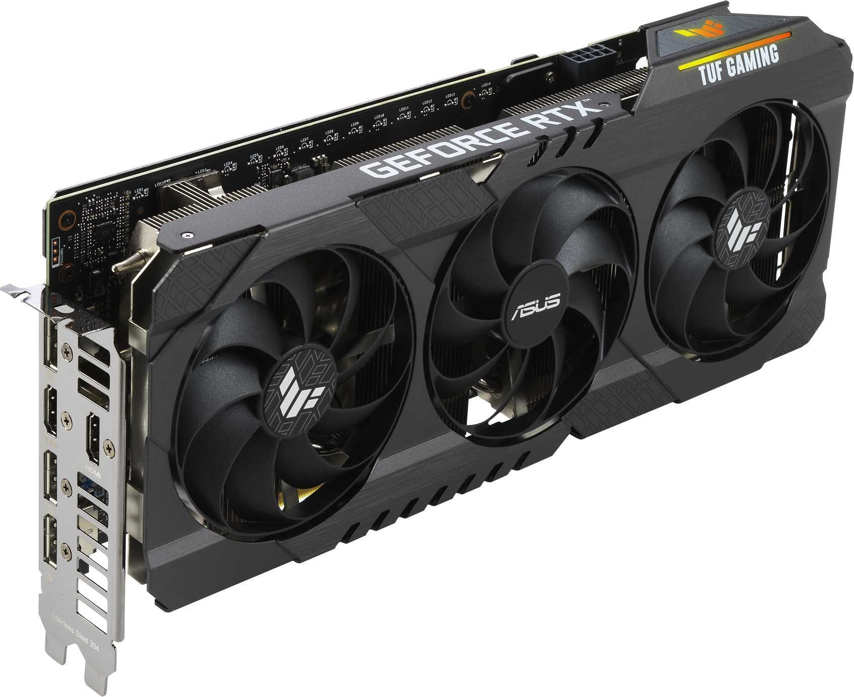 Видеокарта Asus PCI-E 4.0 TUF-RTX3060TI-O8G-V2-GAMING LHR NVIDIA GeForce RTX 3060Ti 8192Mb 256 GDDR6 1755/14000 HDMIx2 DPx3 HDCP Ret — фото 6