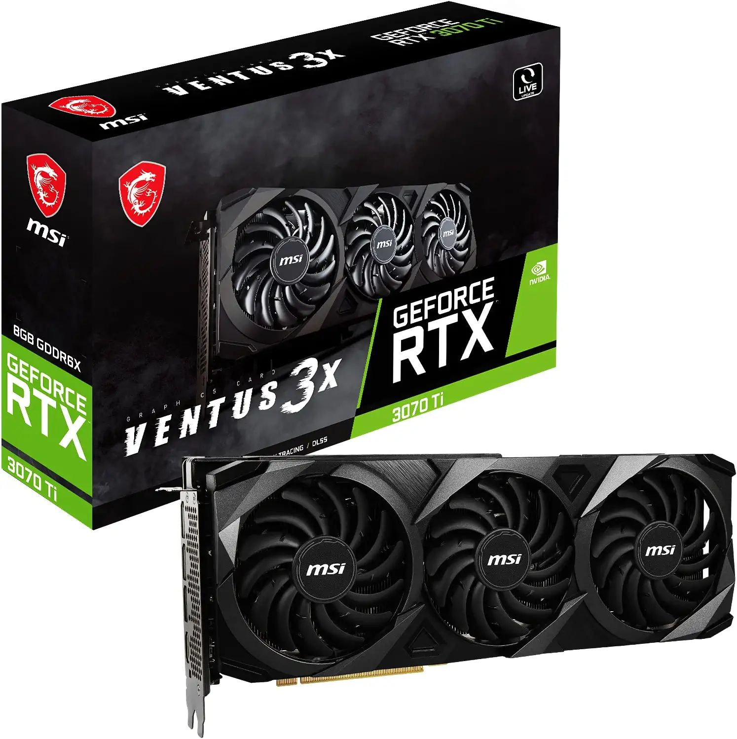 Видеокарта MSI PCI-E 4.0 RTX 3070 Ti VENTUS 3X 8G NVIDIA GeForce RTX 3070TI 8192Mb 256 GDDR6X 1770/19000 HDMIx1 DPx3 HDCP Ret — фото 7