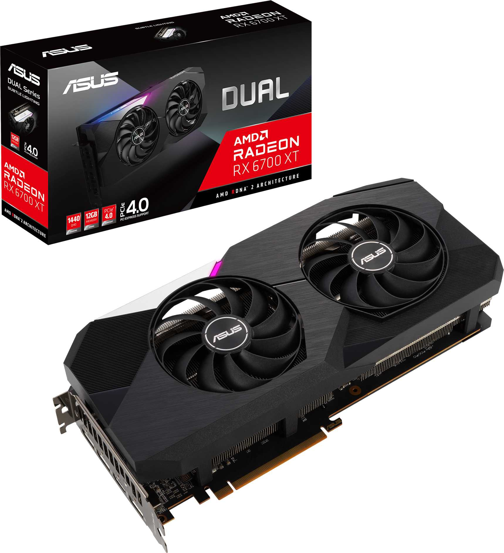 Видеокарта Asus PCI-E 4.0 DUAL-RX6700XT-12G AMD Radeon RX 6700XT 12288Mb 192 GDDR6 2424/16000 HDMIx1 DPx3 HDCP Ret — фото 6
