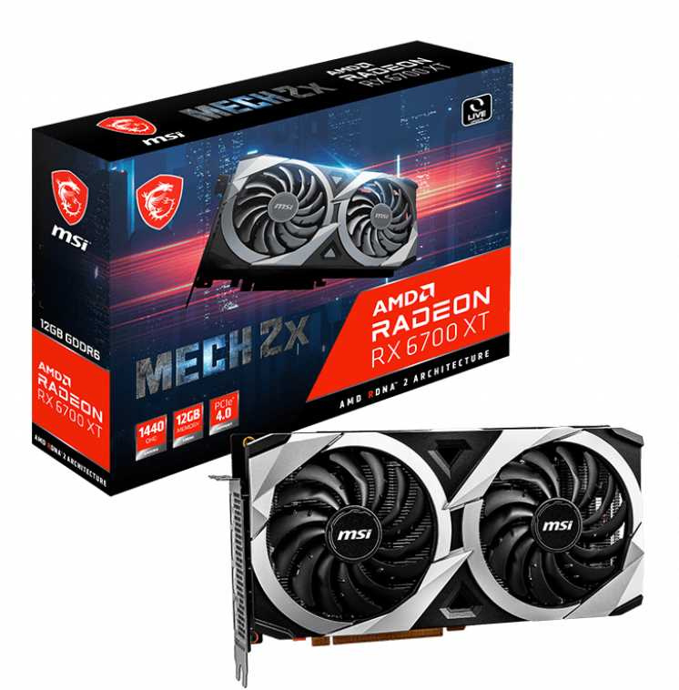 Видеокарта MSI PCI-E 4.0 RX 6700 XT MECH 2X 12G AMD Radeon RX 6700XT 12288Mb 192 GDDR6 2474/16000 HDMIx1 DPx3 HDCP Ret — фото 5