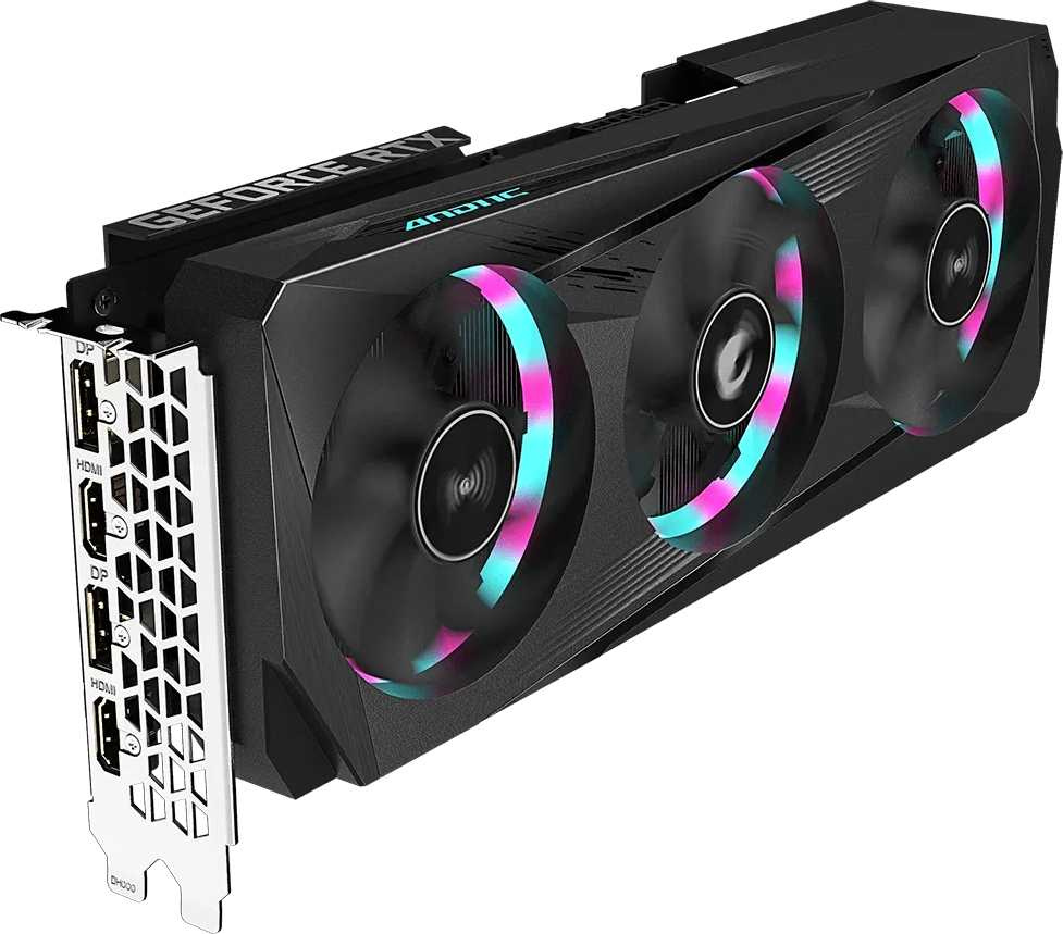 Видеокарта Gigabyte PCI-E 4.0 GV-N3060AORUS E-12GD 2.0 LHR NVIDIA GeForce RTX 3060 12288Mb 192 GDDR6 1867/15000 HDMIx2 DPx2 HDCP Ret — фото 2