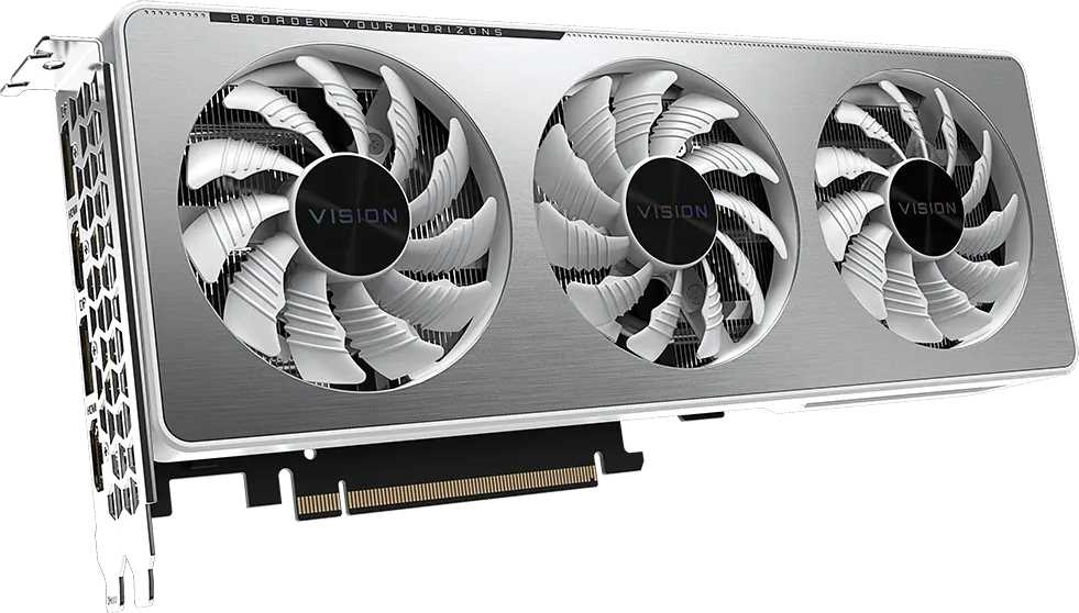 Видеокарта Gigabyte PCI-E 4.0 GV-N3060VISION OC-12GD 2.0 LHR NVIDIA GeForce RTX 3060 12288Mb 192 GDDR6 1837/15000 HDMIx2 DPx2 HDCP Ret — фото 2