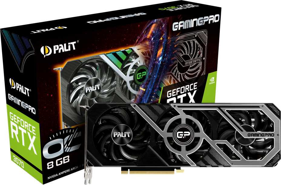 Видеокарта Palit PCI-E 4.0 PA-RTX3070 GAMINGPRO OC 8G V1 LHR NVIDIA GeForce RTX 3070 8192Mb 256 GDDR6 1500/14000 HDMIx1 DPx3 HDCP Ret — фото 7